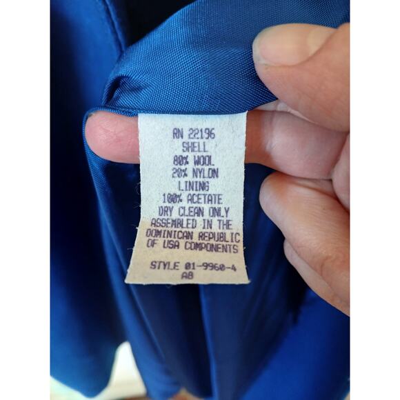 Vintage Roamans Royal Blue Wool Blend Winter Overcoat Pleated Shoulders - Picture 6 of 6